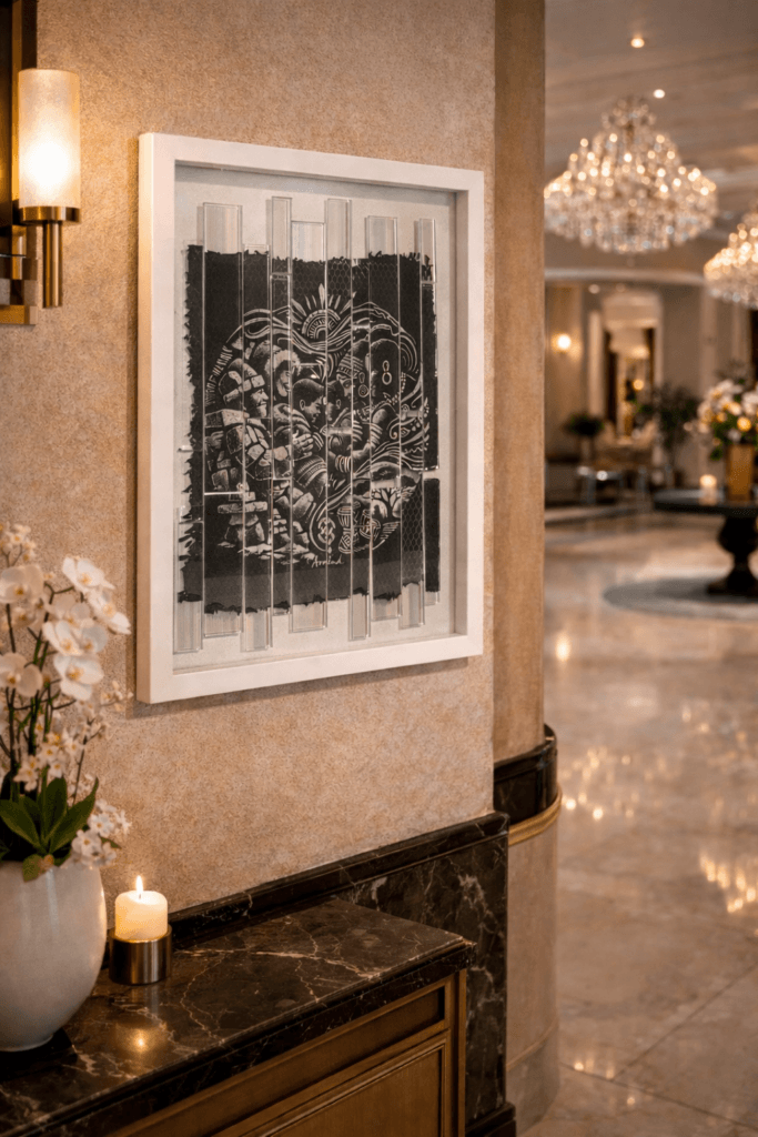 Fractured Resonance is presented as a one-of-a-kind contemporary artwork designed to go beyond traditional wall art.
Rather than offering an immediate reading, a fully immersive visual experience is created.